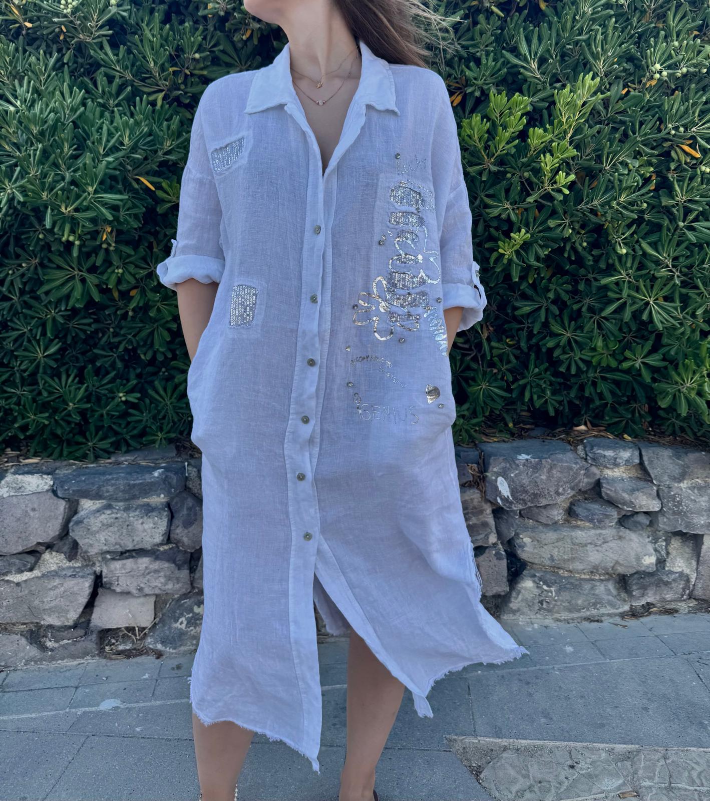 Iseo - Vestido Camisola de Lino Frescura Italiana