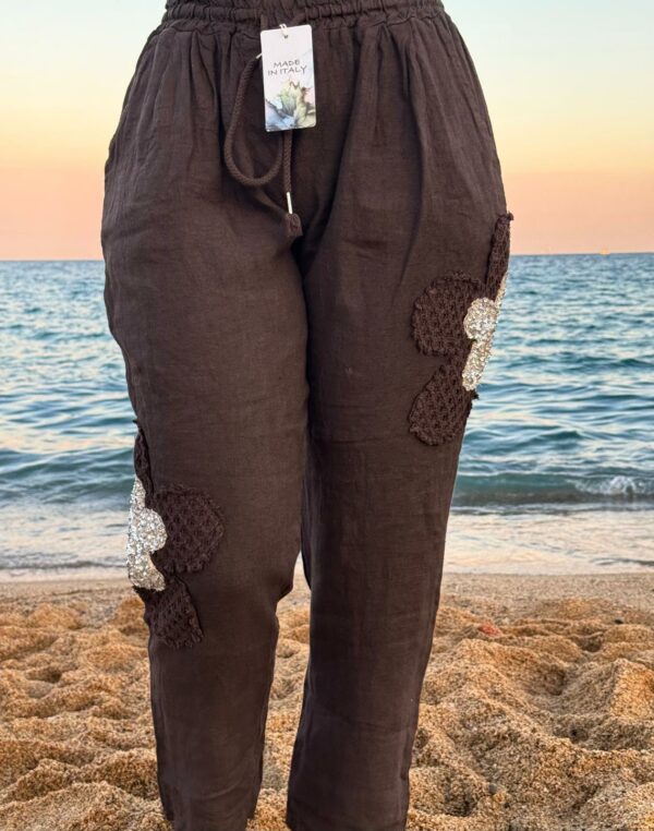 Adamello – Pantalón con Flores de Lino