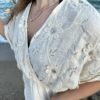 Brezza - Vestido Bordado de Lino Beige