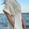 Brezza - Vestido Bordado de Lino Beige
