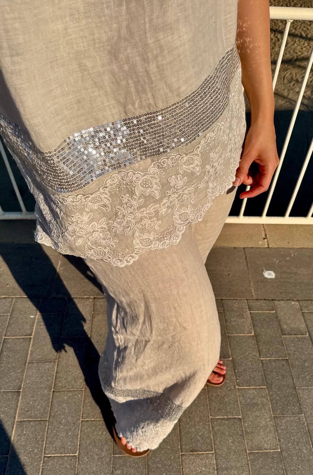 Cadini – Blusa de Lino con Brillo