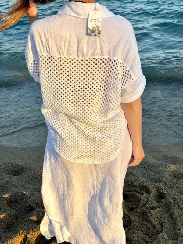 Civetta – Blusa de Lino con Encaje Bordado y Crochet