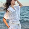 Civetta – Blusa de Lino con Encaje Bordado y Crochet