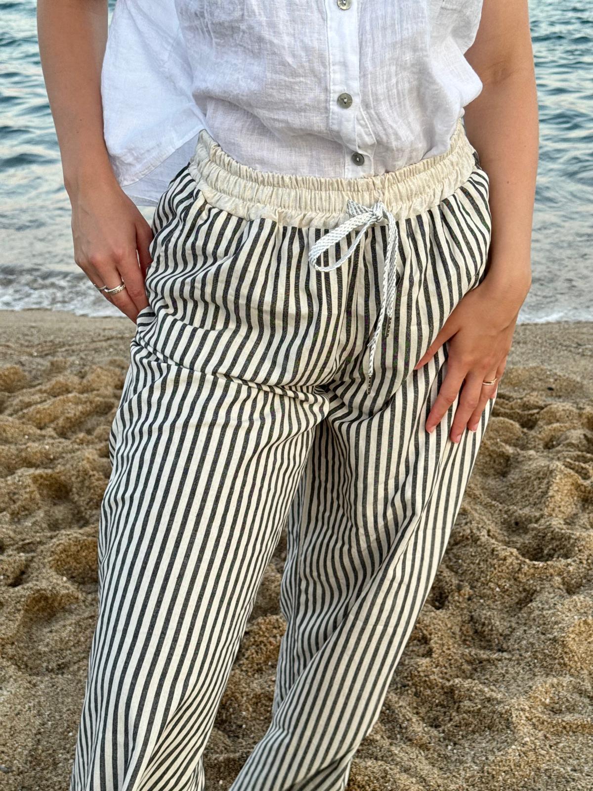 Sella - Pantalón de Lino a Rayas