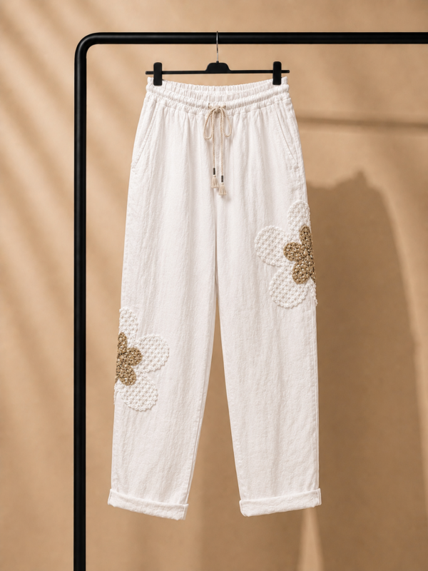 Adamello – Pantalón con Flores de Lino