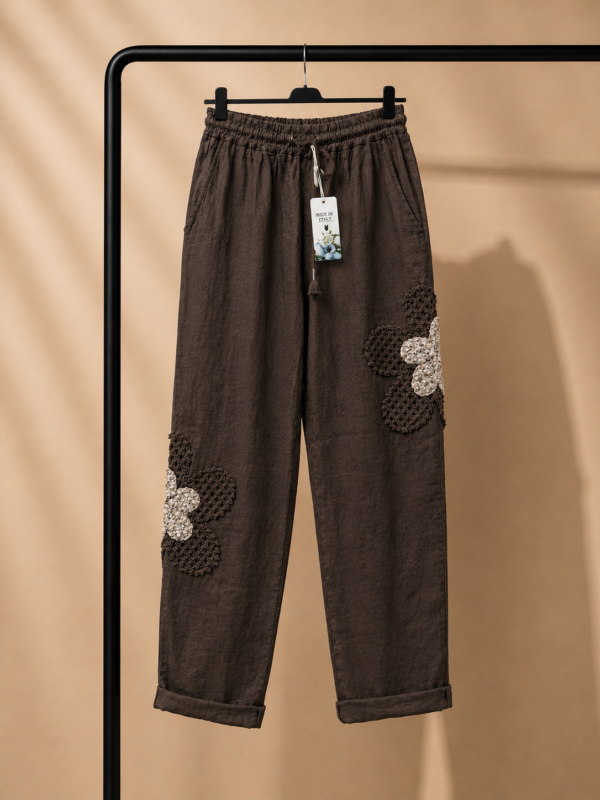 Adamello – Pantalón con Flores de Lino