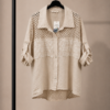 Civetta – Blusa de Lino con Encaje Bordado y Crochet
