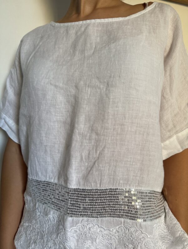 Cadini – Blusa de Lino con Brillo