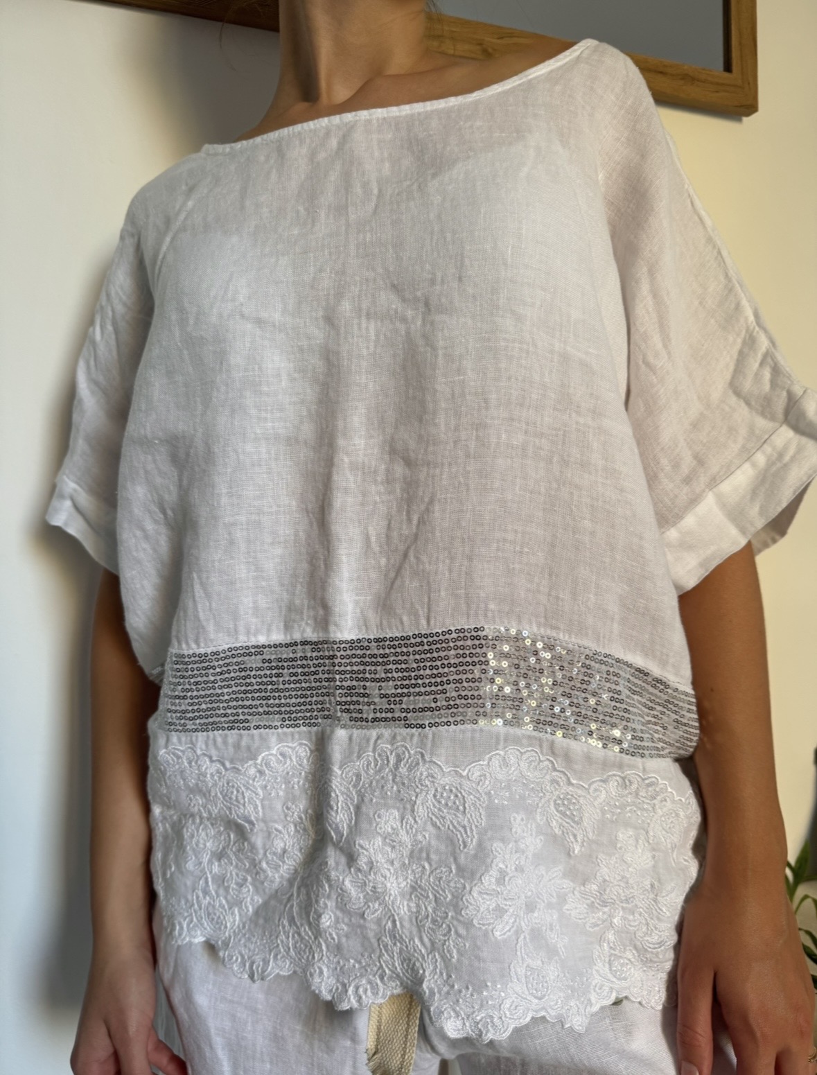 Cadini – Blusa de Lino con Brillo