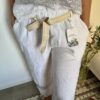 Cervino – Pantalón de Lino con Brillo y Cinturón