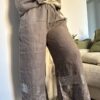 Cervino – Pantalón de Lino con Brillo y Cinturón