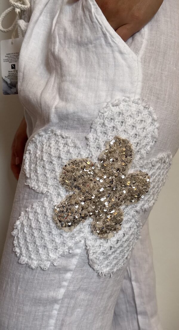 Adamello – Pantalón con Flores de Lino